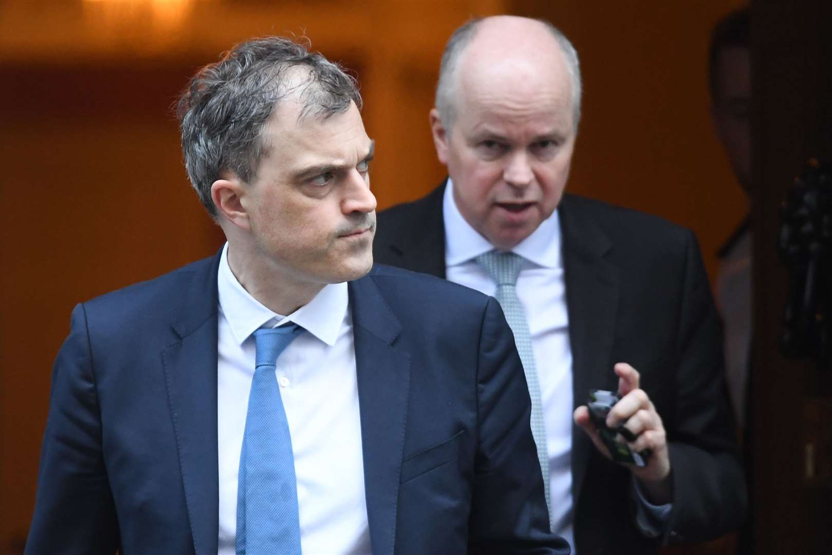 Sir Robbie Gibb (right) as he leaves 10 Downing Street, London, following a cabinet meeting (Stefan Rousseau/PA)