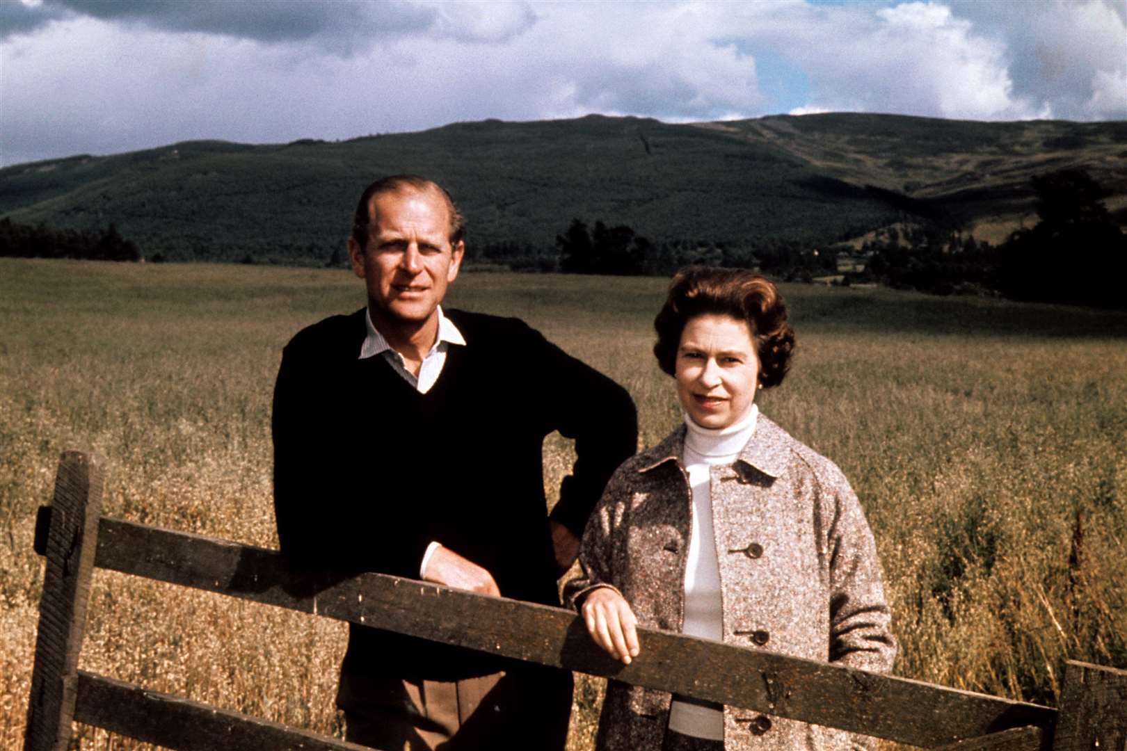 The duke and the Queen on the Balmoral estate in 1972 (PA)