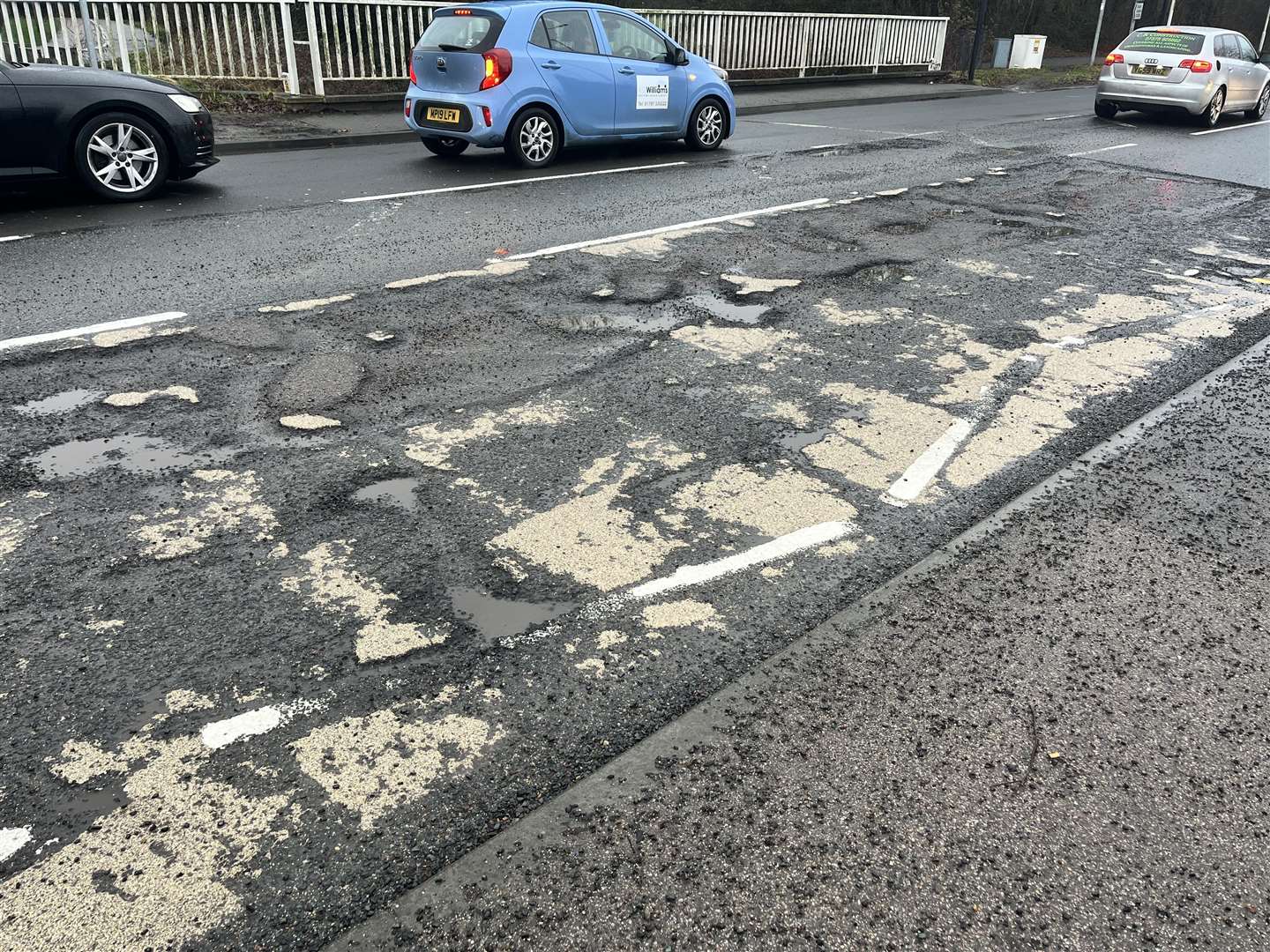 The potholes in Brookfield Road, Ashford have been branded "horrendous" by drivers