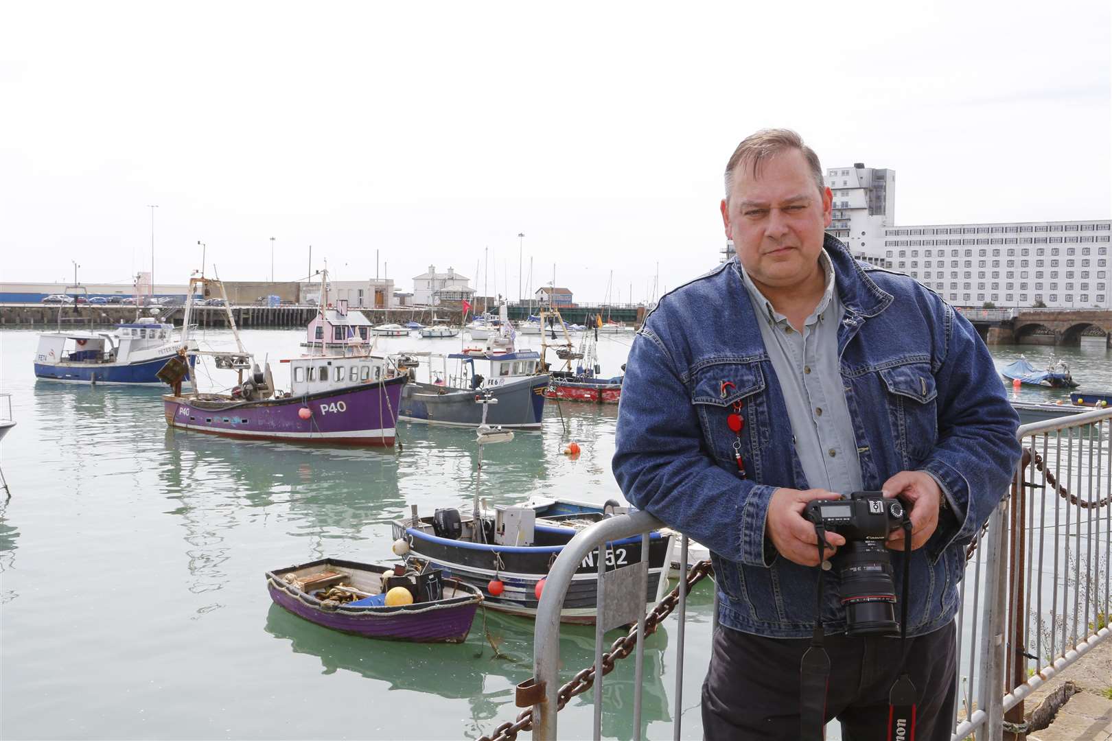 Journalist Nigel Pivaro, who previously played Terry Duckworth in Coronation Street, in Folkestone to interview fisherman about their hopes after Brexit. Picture: Andy Jones