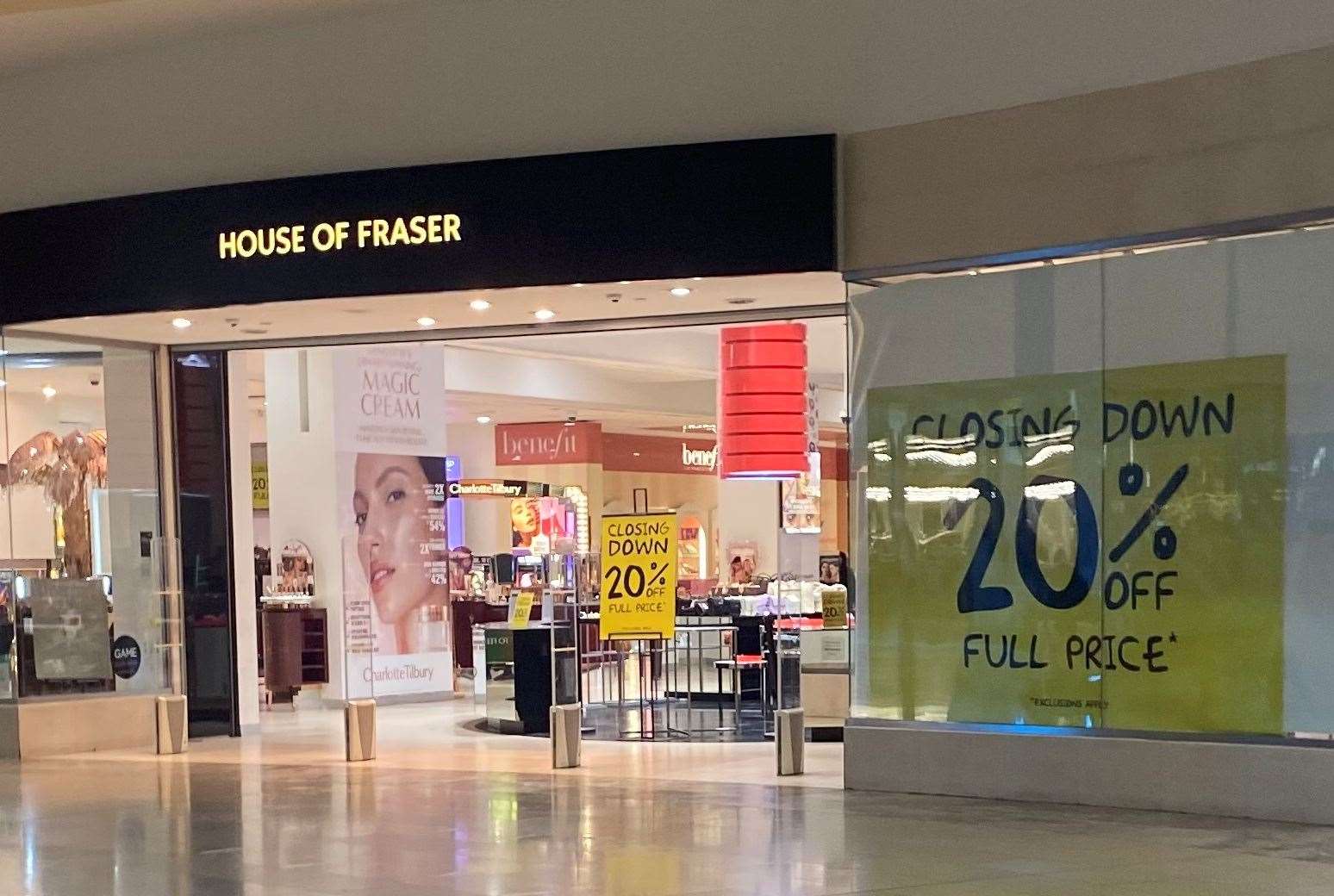 House of Fraser announced it was closing at Bluewater Shopping Centre