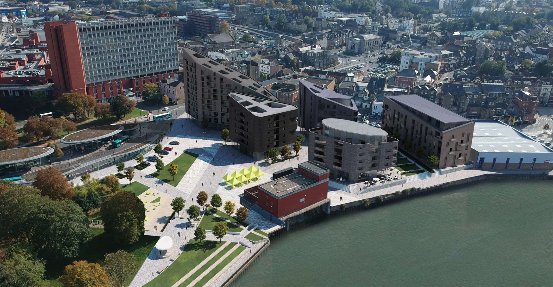 How the riverside regeneration scheme is set to look on the banks of the River Medway in Chatham