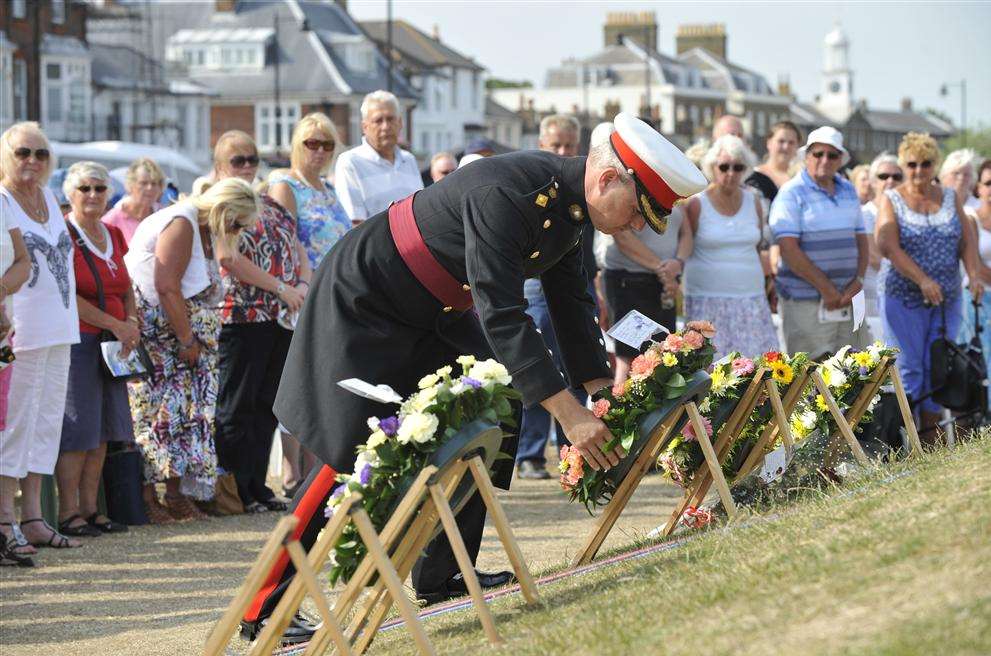 Wreaths were laid in memory of the 11 bandsmen who were killed by the IRA's bomb on September 22, 1989.