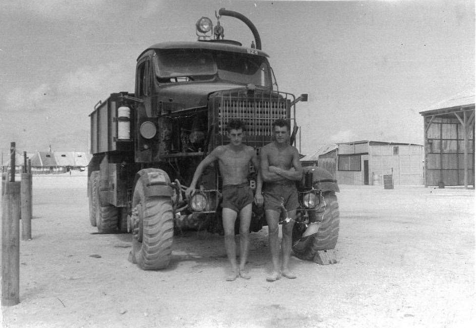 Terry’s mates on Christmas Island: from left, John Woodman and Alfred Holmes