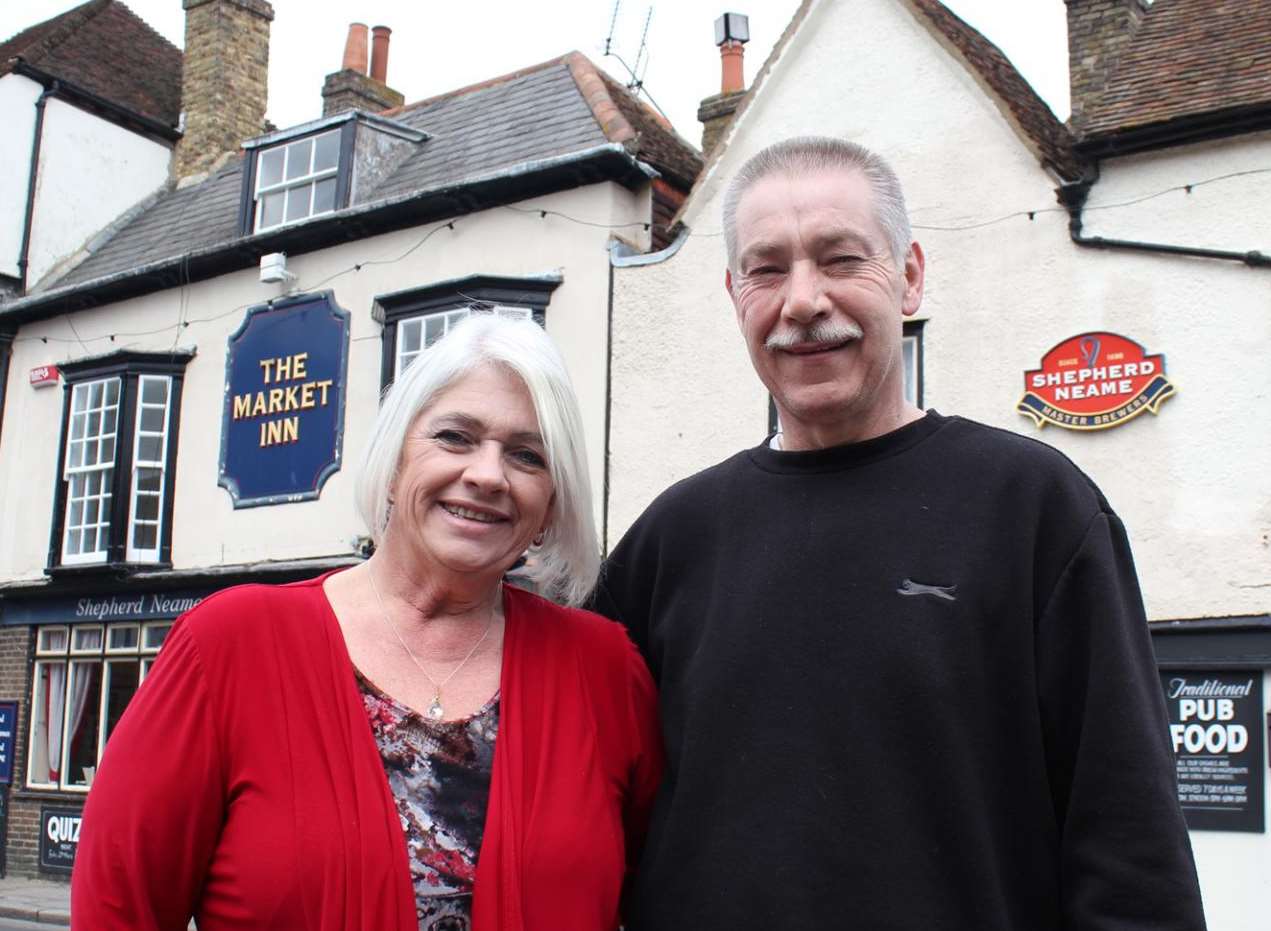 Tracey and Stephen Cavell are the landlady and landlord of The Market Inn. Picture: Shepherd Neame