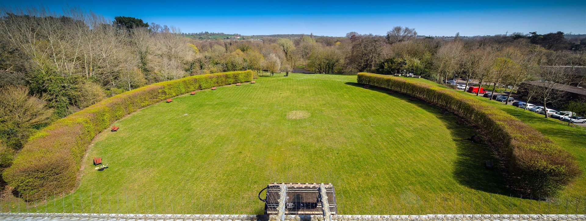 View from the top of the office building at Broadwater Park, Denham, Buckinghamshire. (Historic England Archive/PA)