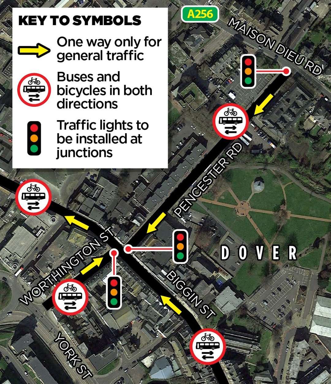 How the Pencester Road Fastrack contraflow is set to be laid out