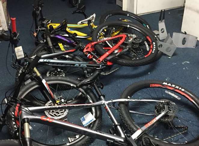 Several bikes were damaged in the robbery. Picture: Lizzy Evernden