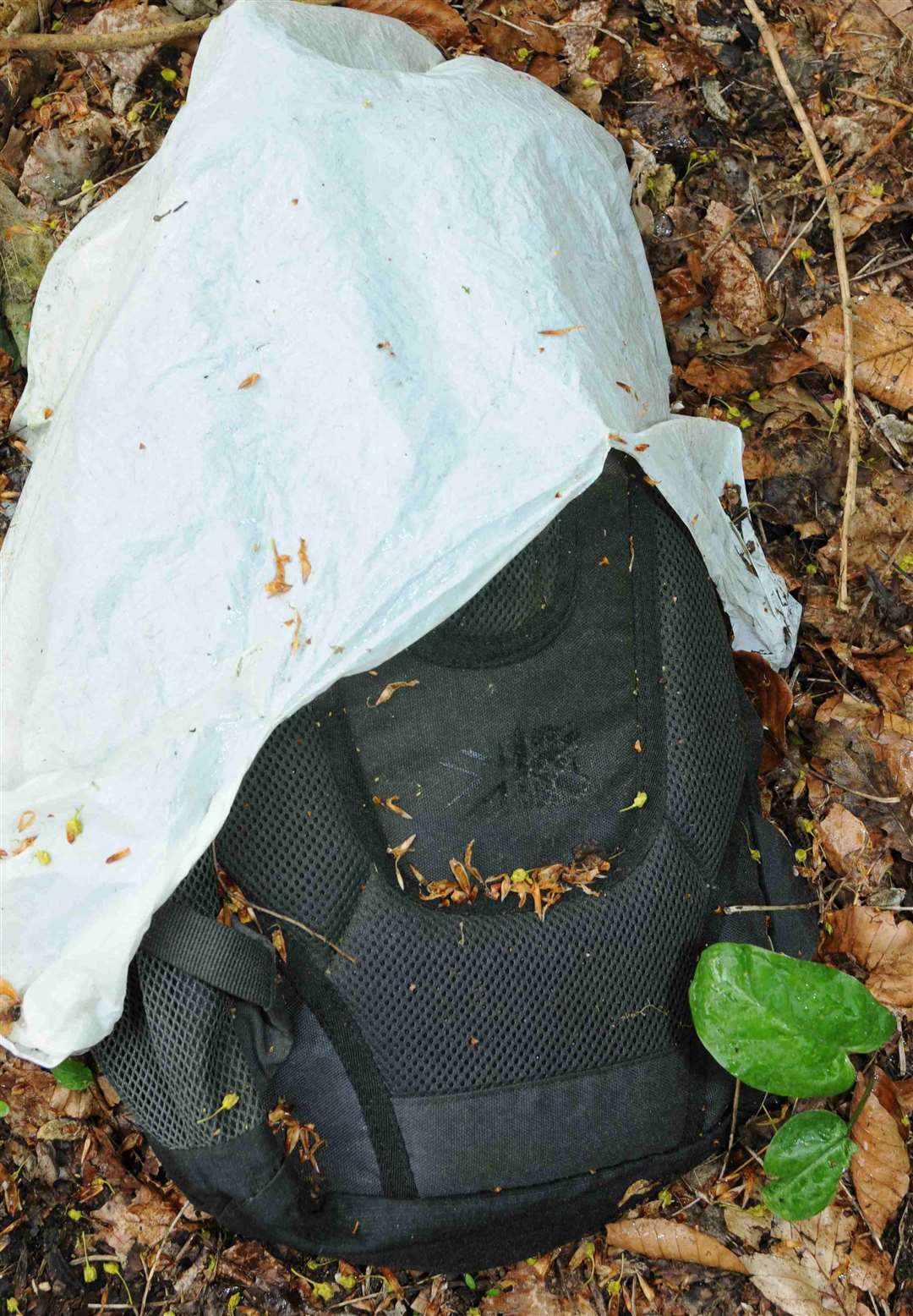 A Karrimor rucksack covered with a white plastic bag was recovered from the scene (Gloucestershire Police/PA)