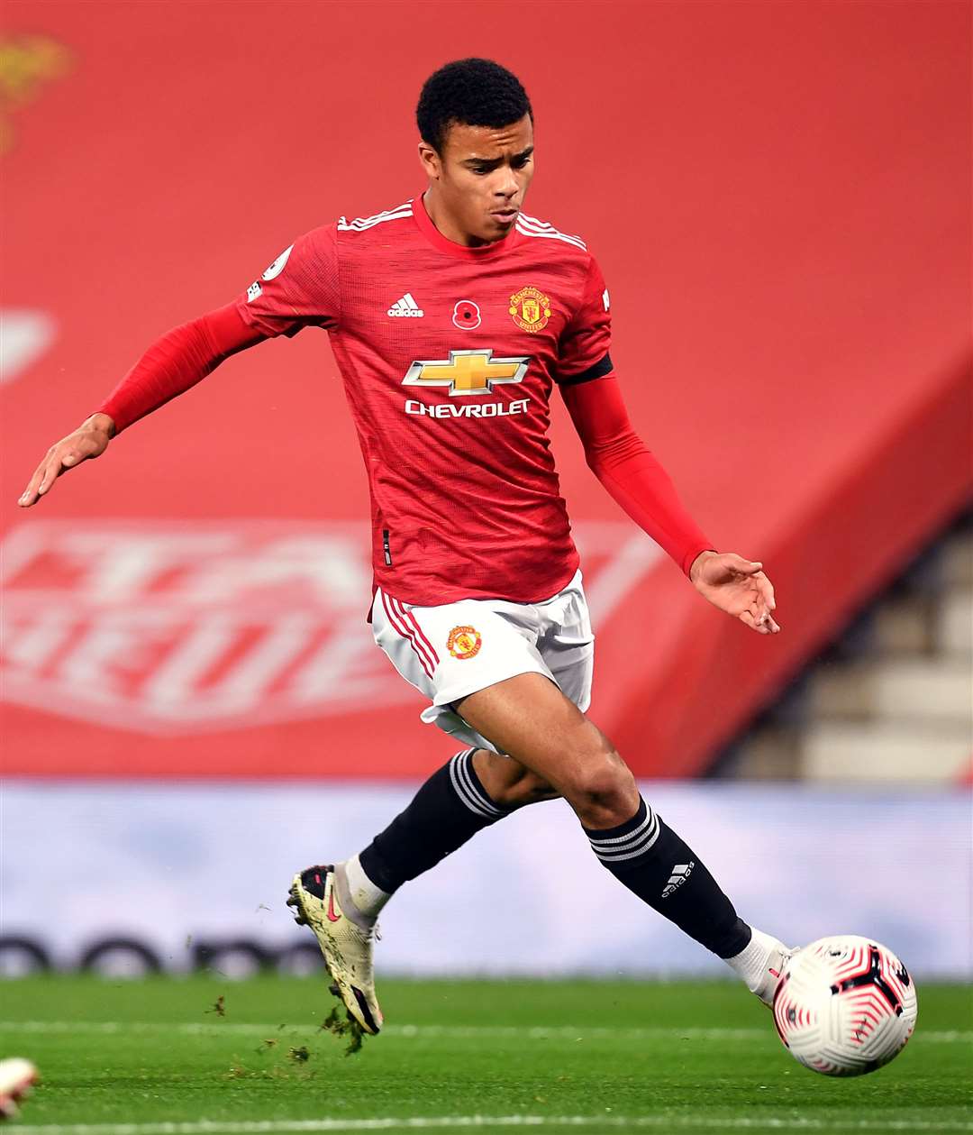 Greenwood during a Premier League match against Arsenal at Old Trafford (PA)