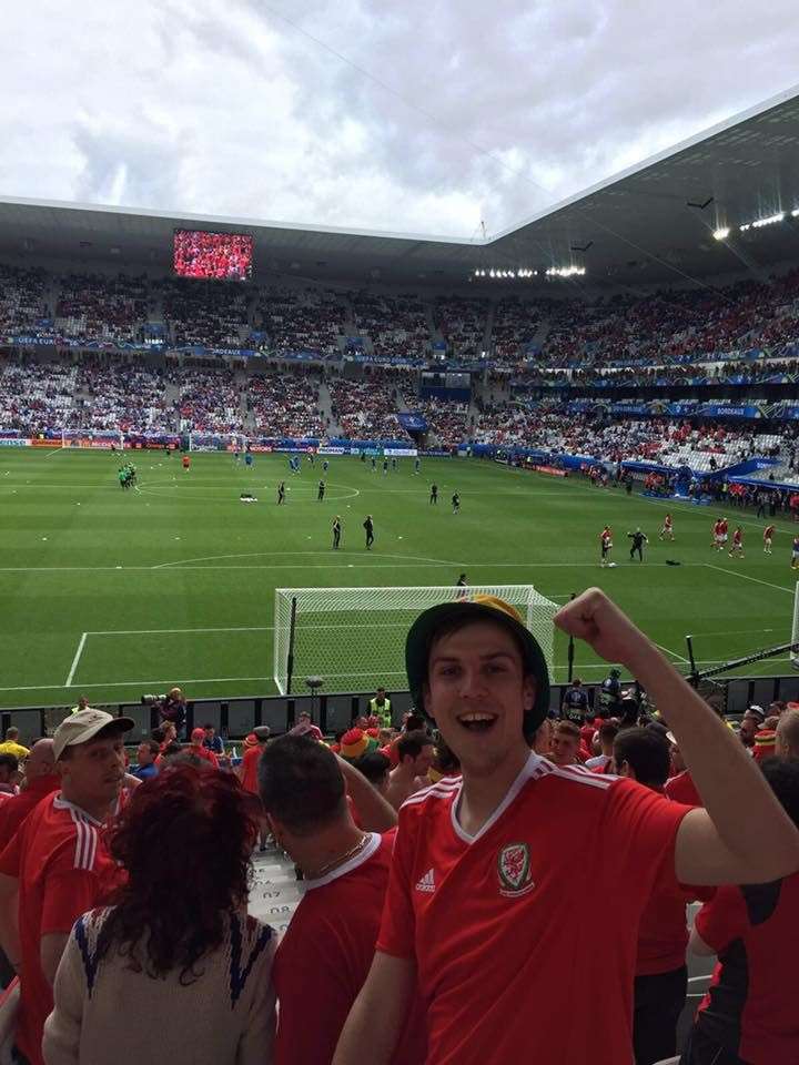 Wales fan Tom Phillips at a Euro 2016 match in France (Tom Phillips/PA)