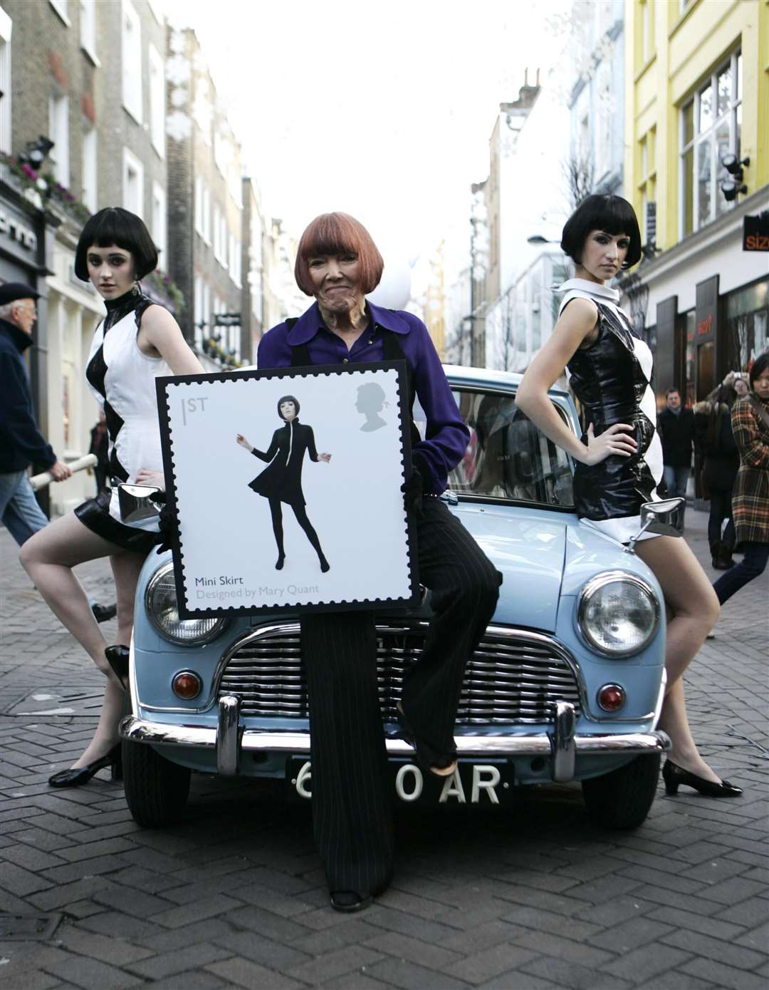 Dame Mary Quant, centre (PA)