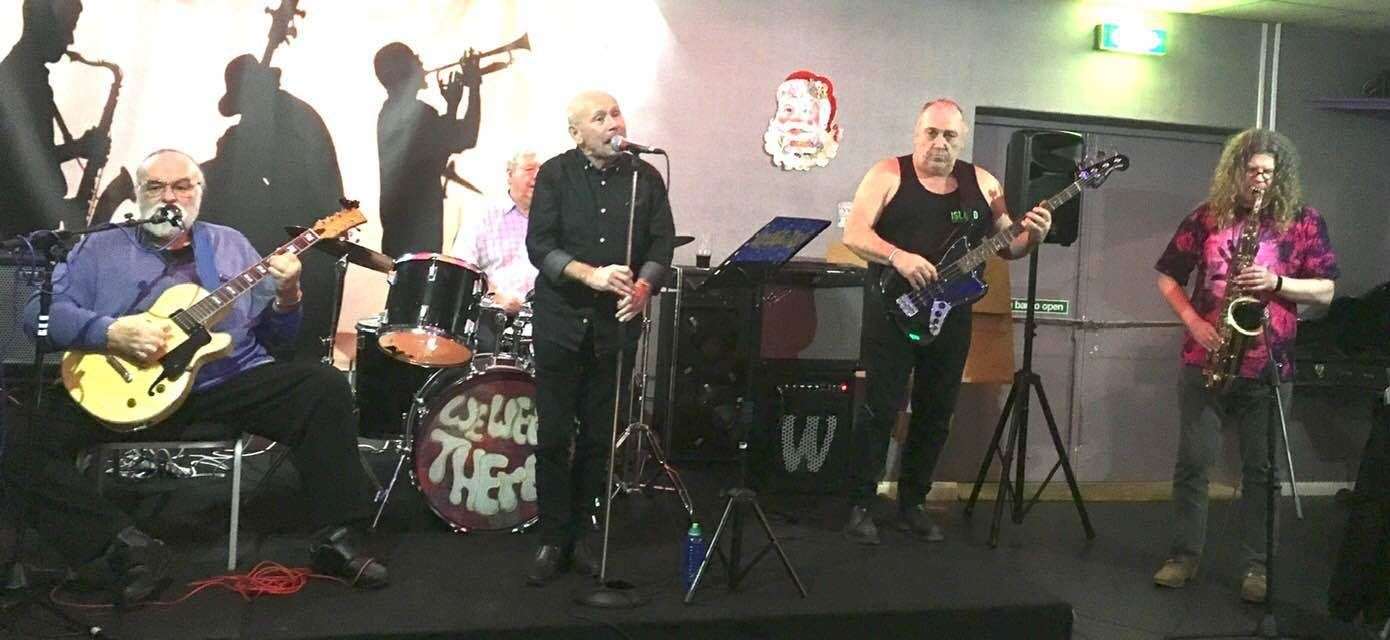 Seven String Les, left, doing what he loved best hosting a jam session at Seacliff caravan park, Minster, Sheppey