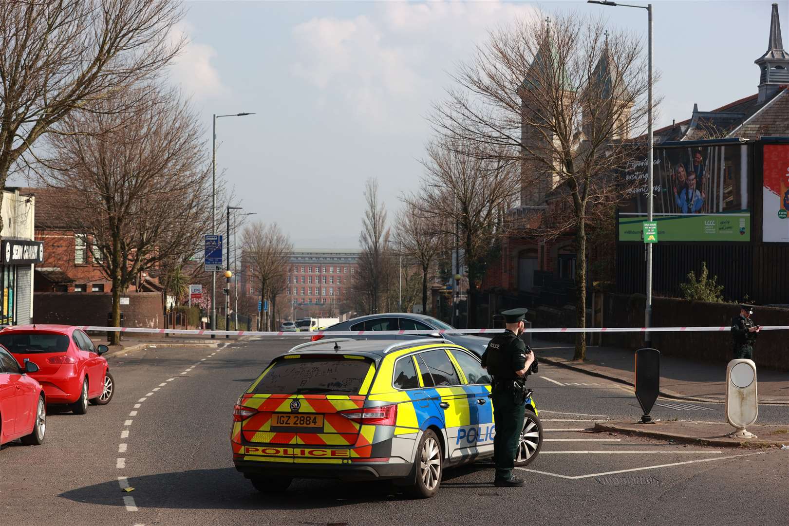 PSNI officers at the scene of the security alert on Friday (Liam McBurney/PA)