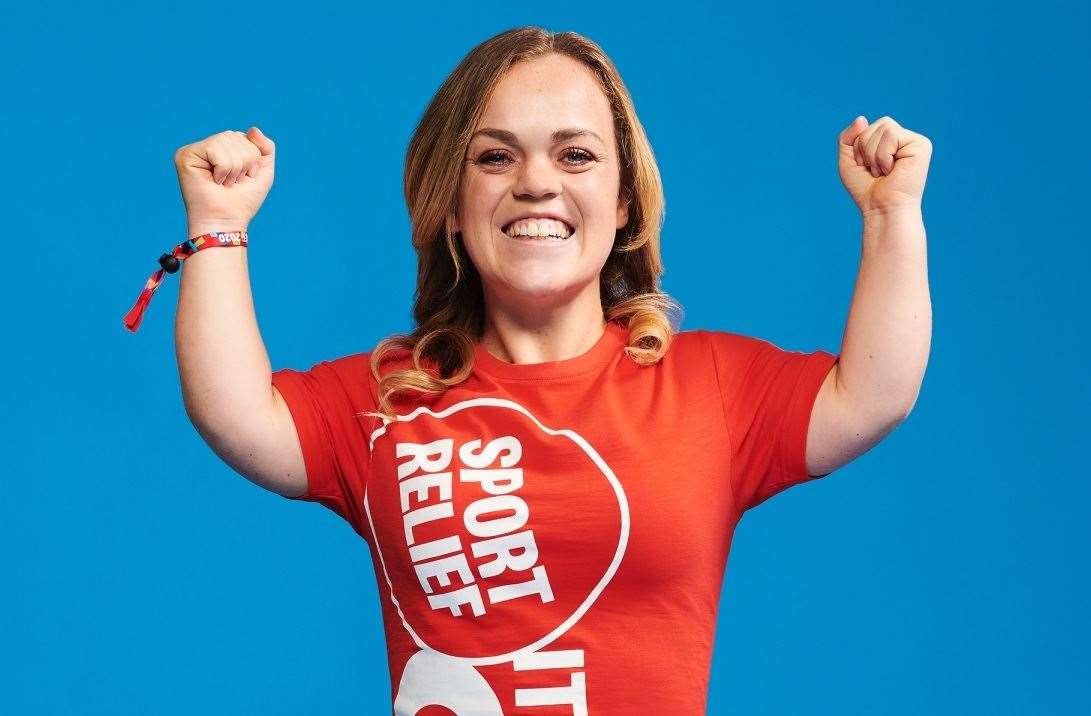 British Paralympian Ellie Simmonds sporting a Sport Relief t-shirt Picture: BBC/ Comic Relief