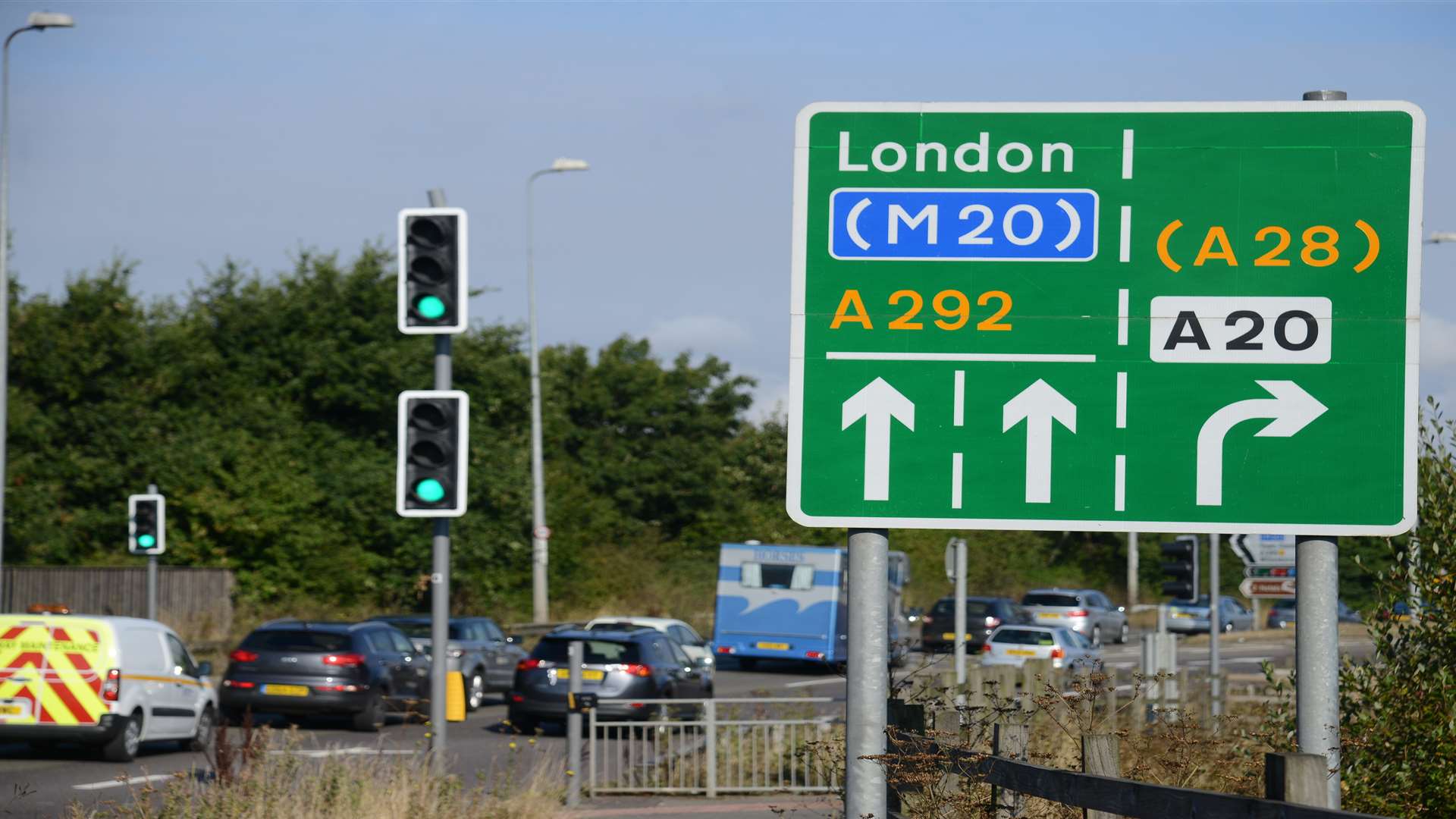 Junction 10 traffic lights working again on the roundabout