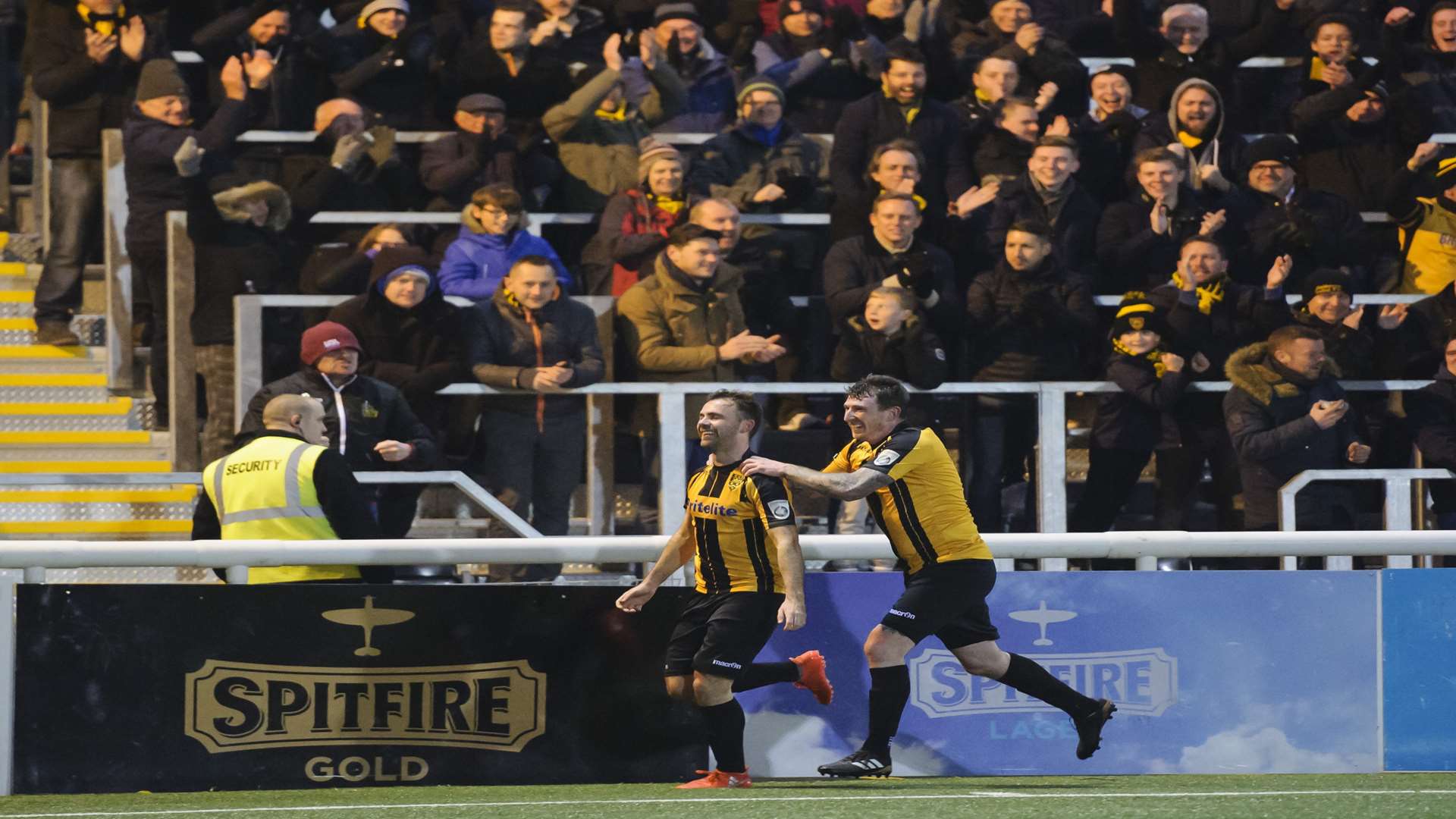 Joe Anderson wheels away after making it 1-1 Picture: Andy Payton