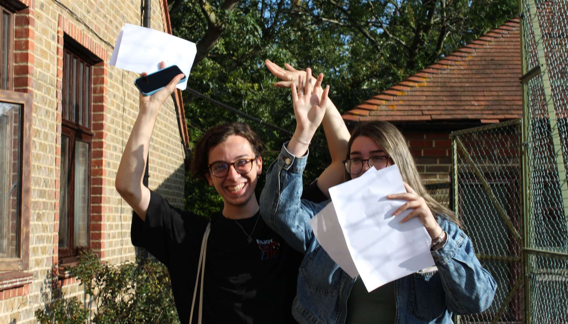 Students at Ursuline College in Thanet celebrate receiving their A-level and BTEC results