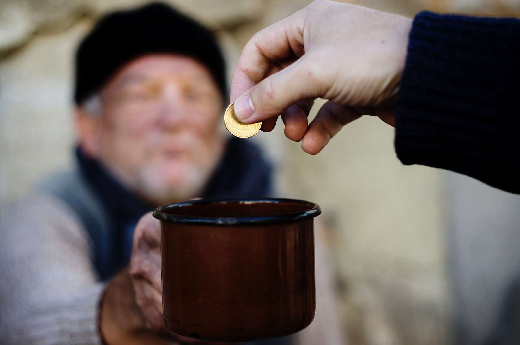 Homeless man begging for money. Pic: Getty Images