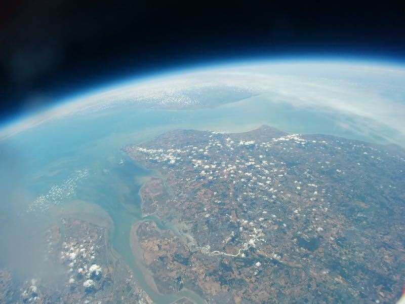 The balloon was launched into the earth's stratosphere on Saturday, before landing in a tree in Chatham. Picture: Robert Godfrey and Stephen McLoughlin