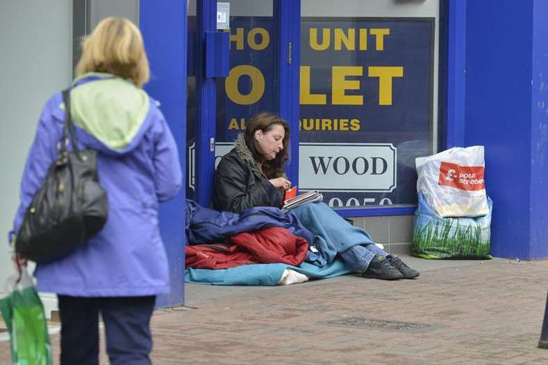 Homeless Kelly Alderson in Week Street, Maidstone