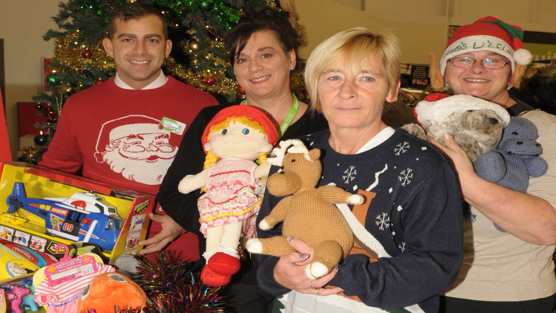 staff at Asda in Chatham with the donated toys.