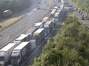 Huge delays after a two-lorry crash on the M20