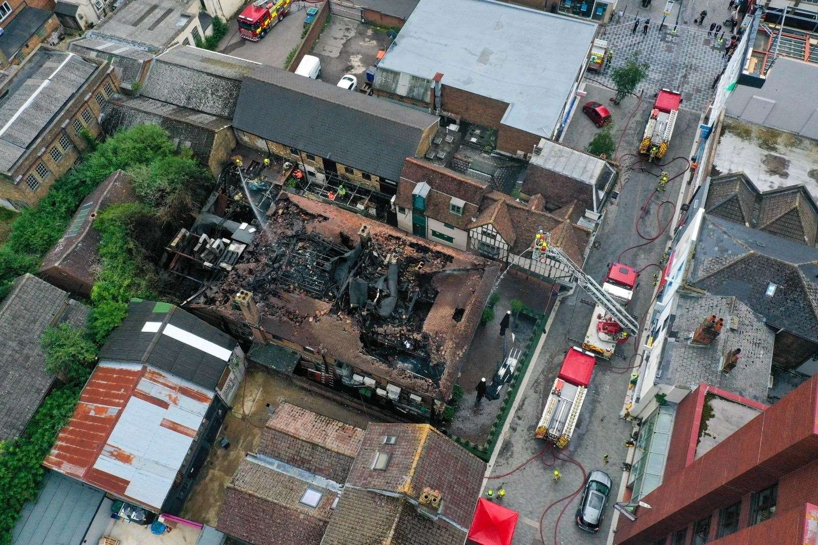 Pictures from a drone of the damage to Mu Mu after a fire Pictures: UKNiP