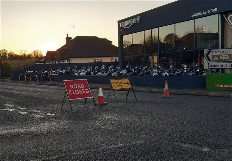 Ashford Road in Kingsnorth was closed in both directions