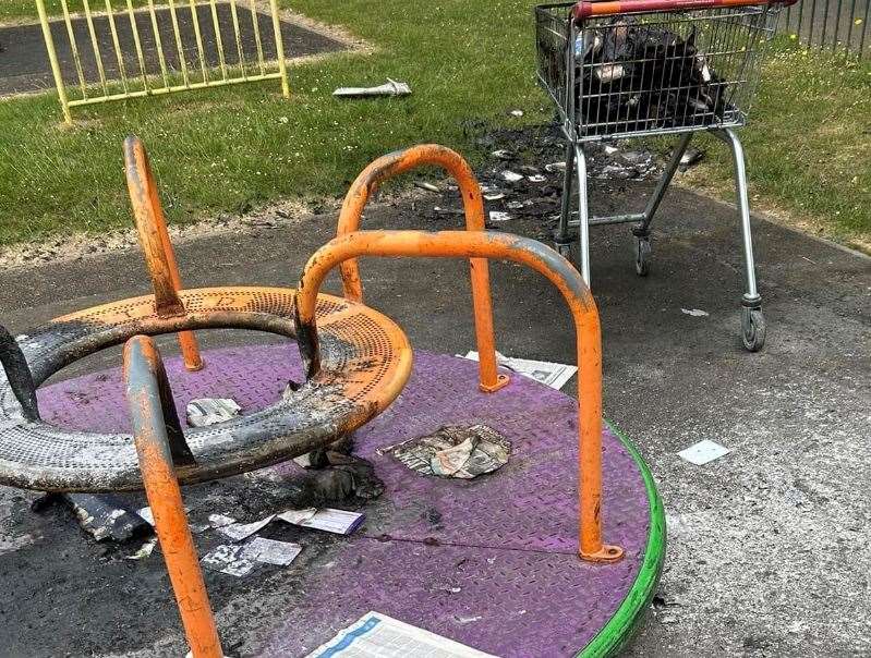 Rob Hollingsworth says he was concerned by the attacks at Albany Park in Sittingbourne, including broken glass and burnt equipment. Picture: Rob Hollingsworth